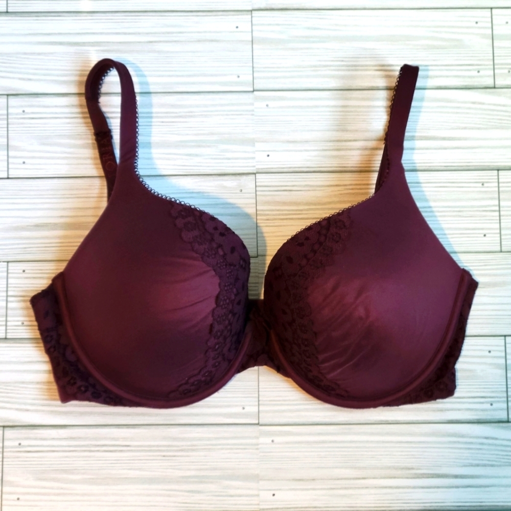 Body By Victoria Burgundy Push Up Bra Size 34DD